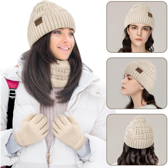 3-Piece Winter Hat Gloves Scarf Set Knit Thick Warm Fleece Casual Fashion main image 4